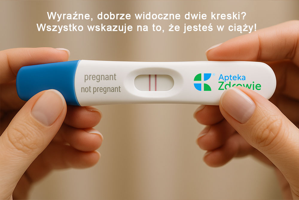 test ciążowy - widać 2 kreski - wynik pozytywny