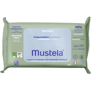 MUSTELA Chusteczki oczyszczające kompostowalne, 60 sztuk - zdjęcie poglądowe #1