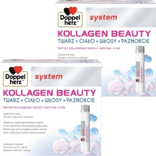 2 x DOPPELHERZ SYSTEM KOLLAGEN BEAUTY płyn, 30 ampułek - zdjęcie poglądowe #1