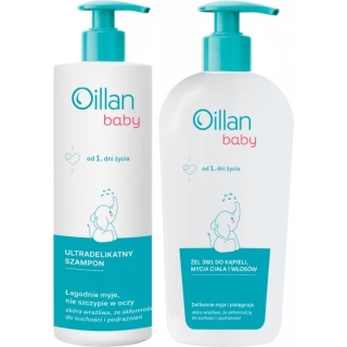 OILLAN BABY Ultradelikatny Szampon 200ml + OILLAN BABY Żel do kąpieli i mycia ciała i włosów, 750 ml - zdjęcie poglądowe #1