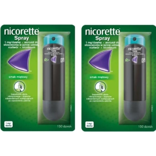 2 x NICORETTE SPRAY aerozol do stosowania w jamie ustnej 1mg/dawkę, 150 dawek - zdjęcie poglądowe #1