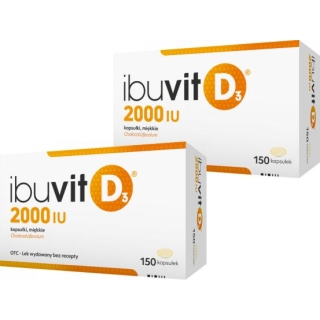 2 x IBUVIT D3 2000 IU, niedobór witaminy D, 150 kapsułek - zdjęcie poglądowe #1