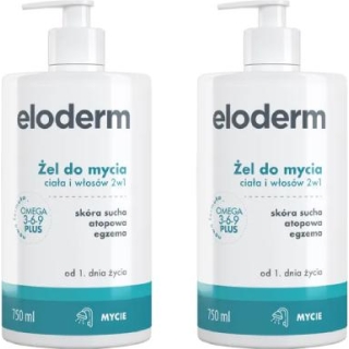 2 x ELODERM Żel do mycia ciała i włosów 2w1, 750 ml - zdjęcie poglądowe #1