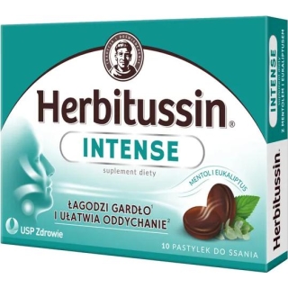 HERBITUSSIN Intense pastylki do ssania, 10 sztuk - zdjęcie poglądowe #1