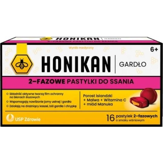 HONIKAN Gardło pastylki do ssania smak cytrynowy, 16 sztuk - zdjęcie poglądowe #1