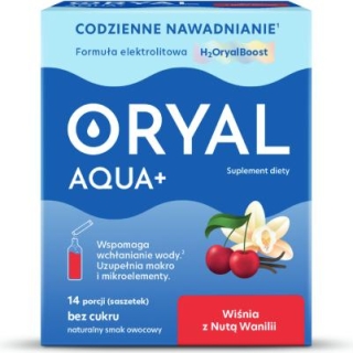 ORYAL Aqua + wiśnia z nutą wanilii elektrolity, 14 saszetek - zdjęcie poglądowe #1