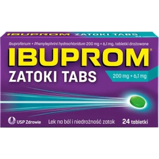IBUPROM Zatoki Tabs 200mg+6,1mg, 24 tabletki - zdjęcie poglądowe #1
