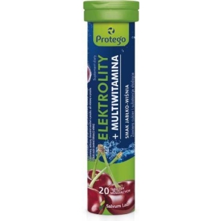 PROTEGO Elektrolity + Multiwitamina smak jabłko-wiśnia, 20 tabletek musujących - zdjęcie poglądowe #1