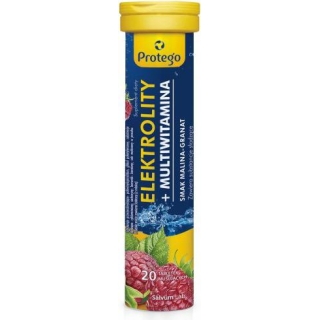 PROTEGO Elektrolity + Multiwitamina smak malina-granat, 20 tabletek musujących - zdjęcie poglądowe #1