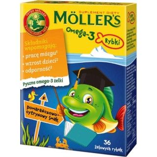 MOLLERS Omega-3 Rybki pomarańcza-cytryna, 36 sztuk - zdjęcie poglądowe #1
