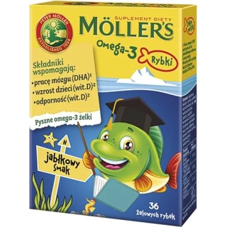 MOLLERS Omega-3 Rybki jabłkowe żelki, 36 sztuk - zdjęcie poglądowe #1