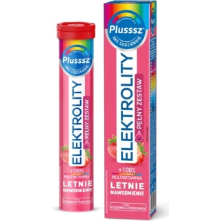 Plusssz Elektrolity poziomka truskawka, 24 tabletki musujące - zdjęcie poglądowe #1