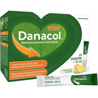 Danacol Plus obniżenie poziomu cholesterolu, 21 saszetek po 15 ml - zdjęcie poglądowe #1