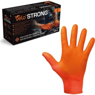 VELO Strong rękawice nitrylowe pomarańczowe L, 50 sztuk - zdjęcie poglądowe #1