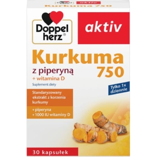 DOPPELHERZ Aktiv Kurkuma z piperyną, 30 kapsułek - zdjęcie poglądowe #1