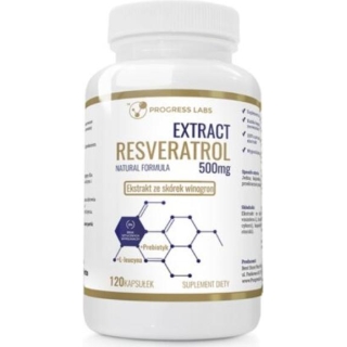 PROGRESS LABS Resveratrol 500mg extract, 120 kapsułek - zdjęcie poglądowe #1