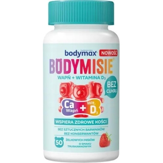 BODYMAX Bodymisie Wapń + Witamina D3 o smaku truskawkowym, 50 sztuk - zdjęcie poglądowe #1