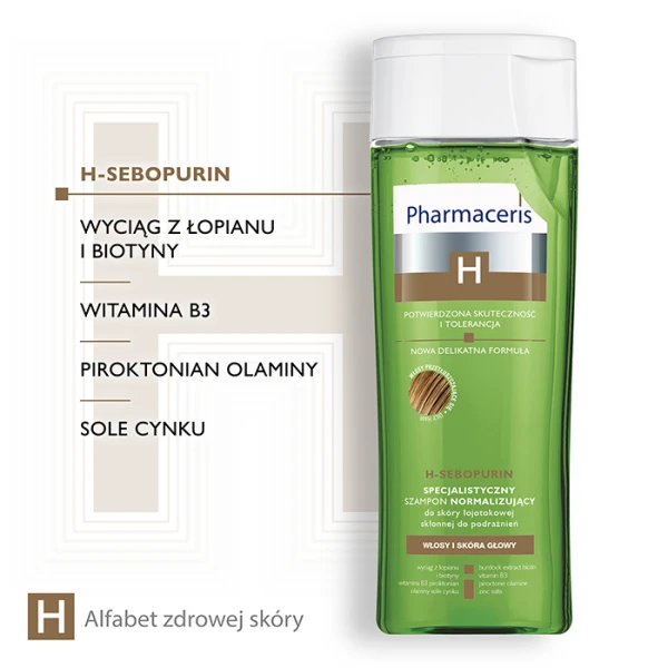 PHARMACERIS H Sebopurin Szampon normalizującym, 250 ml 2