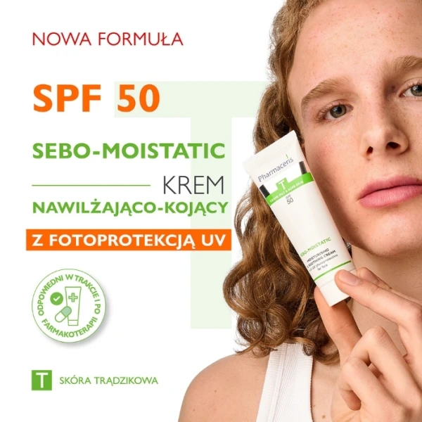PHARMACERIS T SEBOMATT- MOISTATIC Krem nawilżający SPF50, 50 ml 1