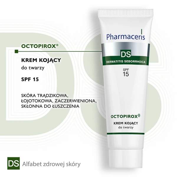 PHARMACERIS DS OCTOPIROX Krem do twarzy kojący SPF15, 30 ml 1
