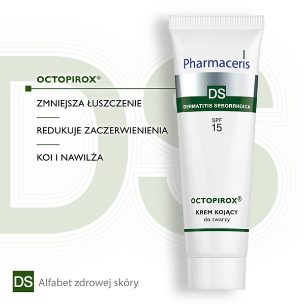 PHARMACERIS DS OCTOPIROX Krem do twarzy kojący SPF15, 30 ml 3