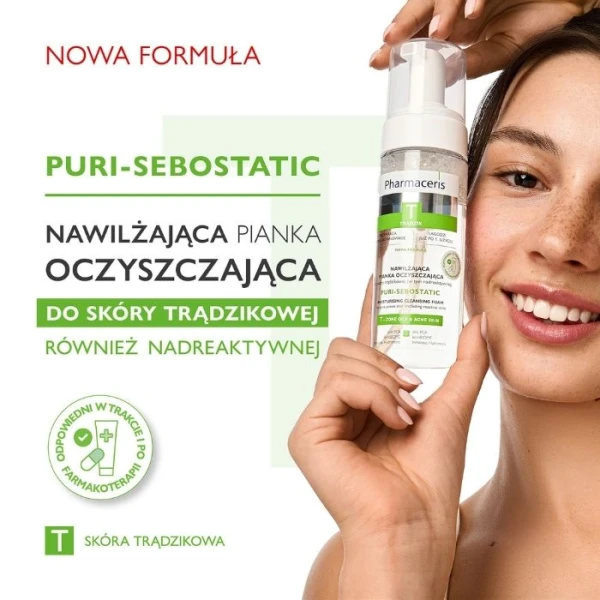 PHARMACERIS T PURI-SEBOSTATIC Nawilżająca pianka do twarzy oczyszczająca, 150 ml 1