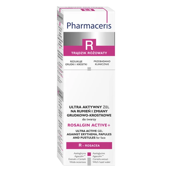 PHARMACERIS R ROSALGIN ACTIVE+ Żel na rumień i zmiany grudkowo-krostkowe, 30 ml 1