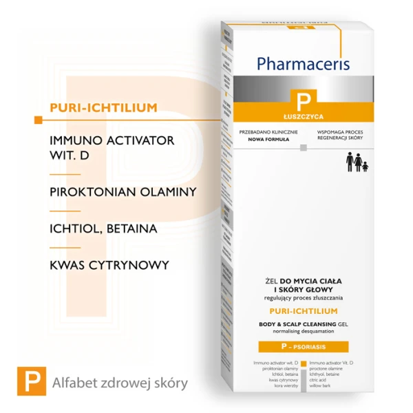 PHARMACERIS P PURI-ICHTILIUM Żel do mycia ciała i skóry głowy, 250 ml 2