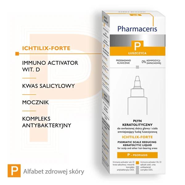 PHARMACERIS P ICHTILIX-FORTE Płyn keratolityczny do owłosionej skóry głowy i ciała, 125 ml 2