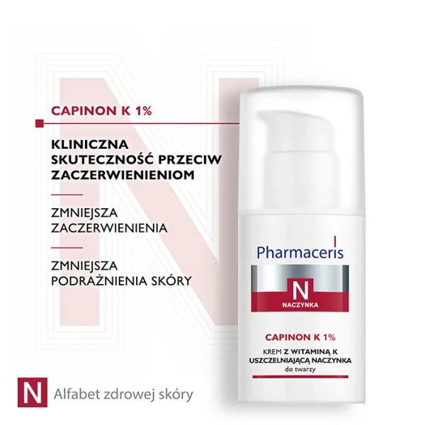 PHARMACERIS N CAPINON K 1% Krem uszczelniający naczynka z witamina K, 30 ml 3