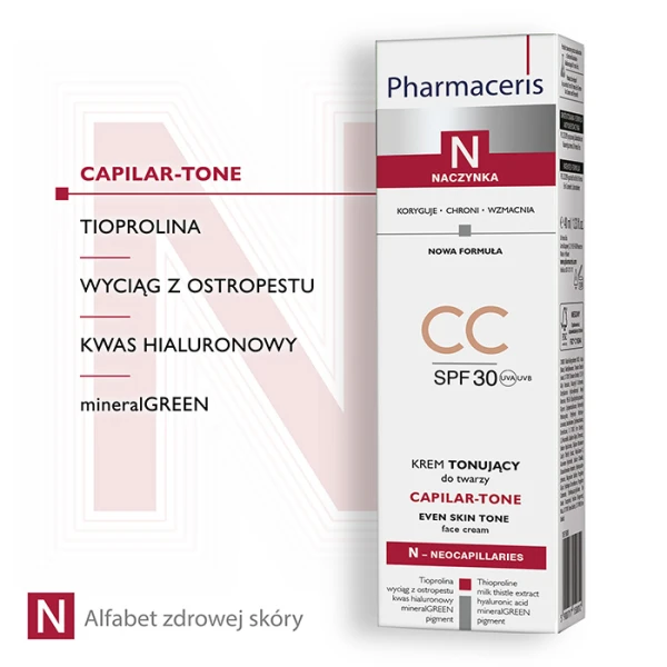 PHARMACERIS N CAPILAR-TONE CC Krem do twarzy tonujący, 40 ml 2