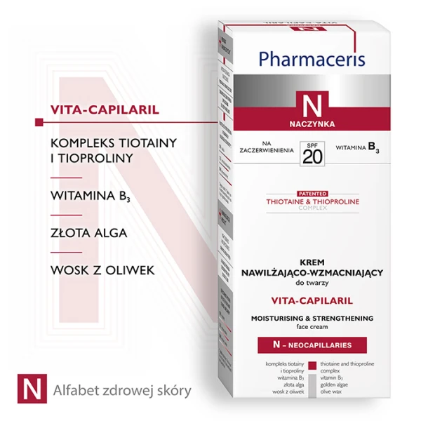 PHARMACERIS N VITA-CAPILARIL Krem do twarzy nawilżający wzmacniający SPF20, 50 ml 2