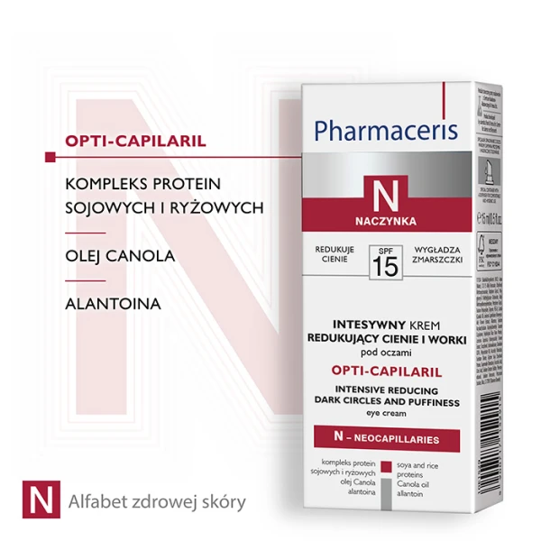 PHARMACERIS N OPTI-CAPILARIL Krem redukujący cienie i worki pod oczami, 15 ml 2