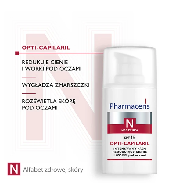 PHARMACERIS N OPTI-CAPILARIL Krem redukujący cienie i worki pod oczami, 15 ml 3