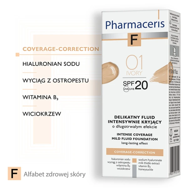 PHARMACERIS F Fluid kryjący Ivory 01 SPF20, 30 ml 2
