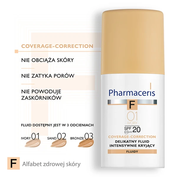 PHARMACERIS F Fluid kryjący Ivory 01 SPF20, 30 ml 4