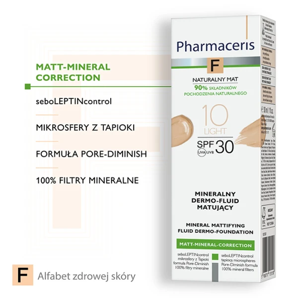 PHARMACERIS F Mineralny Dermo-Fluid matujący light 10 SPF30, 30 ml 2