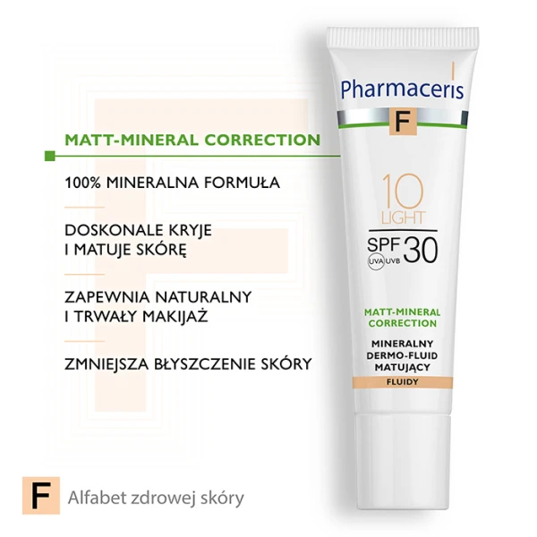 PHARMACERIS F Mineralny Dermo-Fluid matujący light 10 SPF30, 30 ml 3