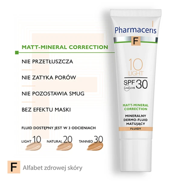 PHARMACERIS F Mineralny Dermo-Fluid matujący light 10 SPF30, 30 ml 4