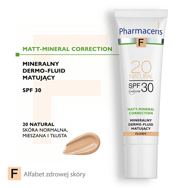 PHARMACERIS F Mineralny Dermo-Fluid matujący natural 20 SPF30, 30 ml 1