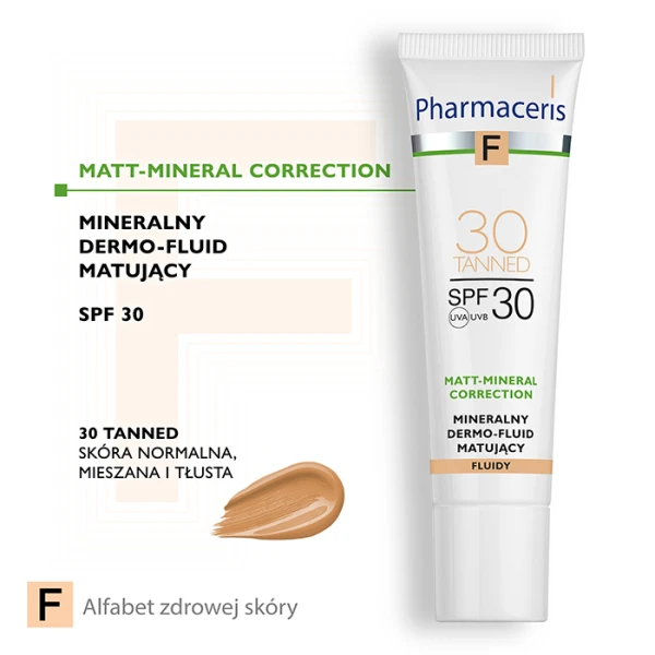PHARMACERIS F Mineralny Dermo-Fluid matujący tanned 30 SPF30, 30ml 1