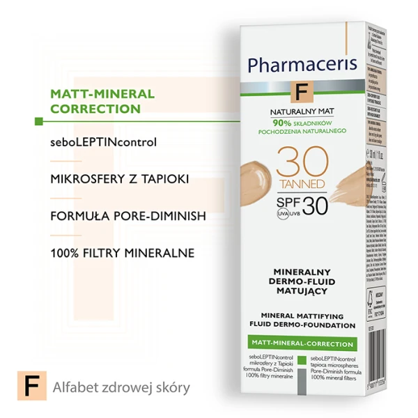 PHARMACERIS F Mineralny Dermo-Fluid matujący tanned 30 SPF30, 30ml 2