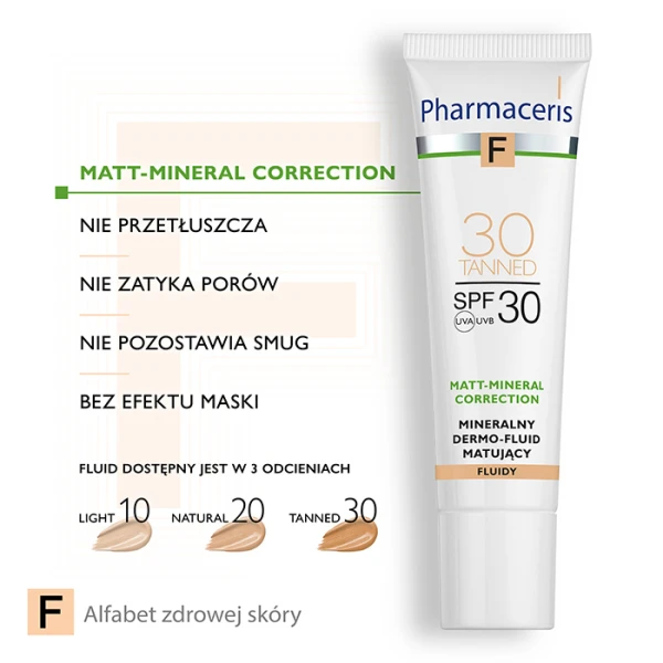 PHARMACERIS F Mineralny Dermo-Fluid matujący tanned 30 SPF30, 30ml 4