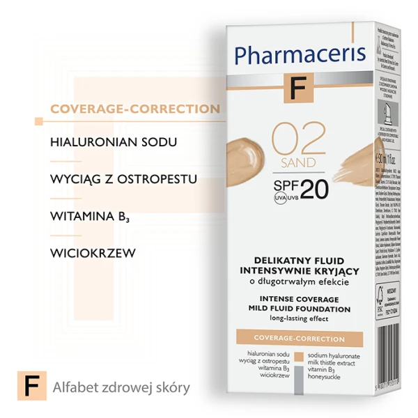PHARMACERIS F Fluid kryjący Sand 02 SPF20, 30 ml 2