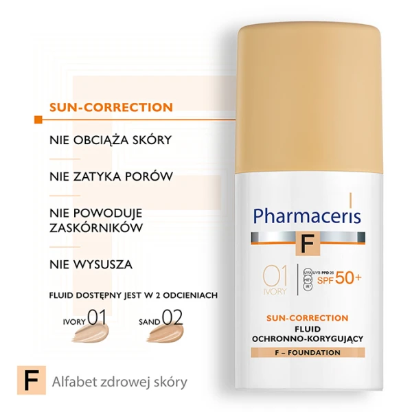 PHARMACERIS F Fluid łagodzący podrażnienia ochronno-korygujący Ivory 01 SPF50, 30 ml 4