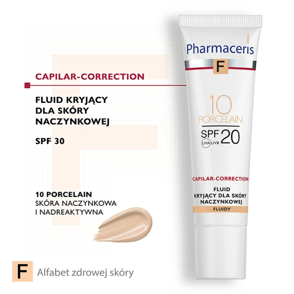 PHARMACERIS F Fluid kryjący do skóry naczynkowej Porcelain 10 SPF20, 30 ml 1