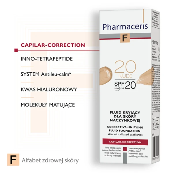 PHARMACERIS F Fluid kryjący do skóry naczynkowej Nude 20 SPF20, 30 ml 2