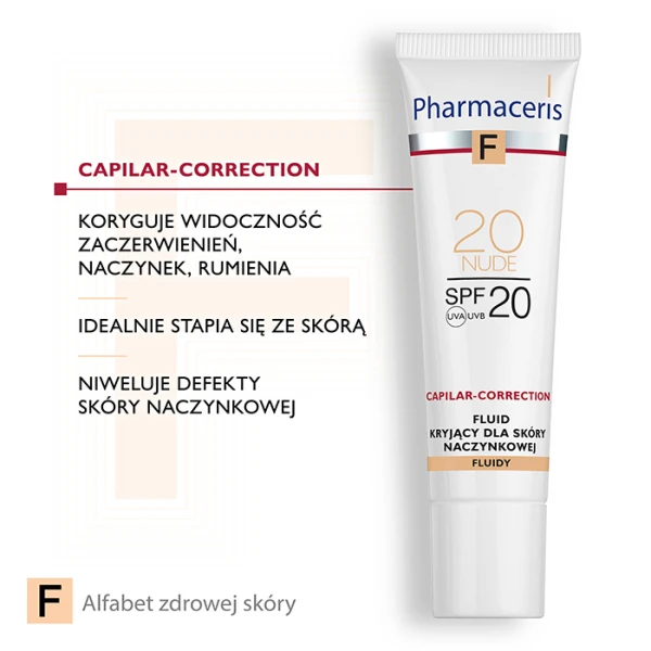 PHARMACERIS F Fluid kryjący do skóry naczynkowej Nude 20 SPF20, 30 ml 3