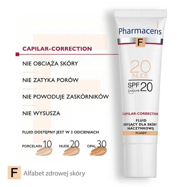 PHARMACERIS F Fluid kryjący do skóry naczynkowej Nude 20 SPF20, 30 ml 4