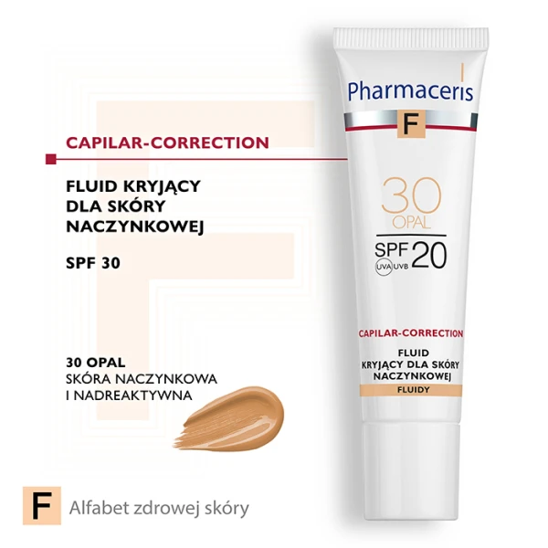 PHARMACERIS F Fluid kryjący do skóry naczynkowej Opal 30 SPF20, 30 ml 1